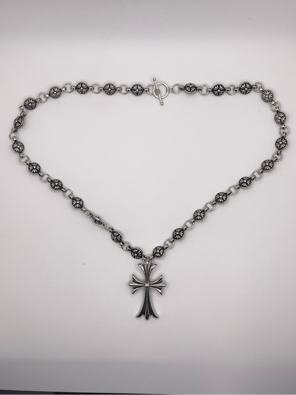 Chrome Hearts Cross Pendant Necklace Silver Goth Chain Unisex